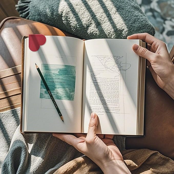 9 Pcs Leather Heart Bookmarks, Cute Heart Bookmark Corner, Bookmarks for Women, Book Marks for Teachers Students School Office Home Supplies