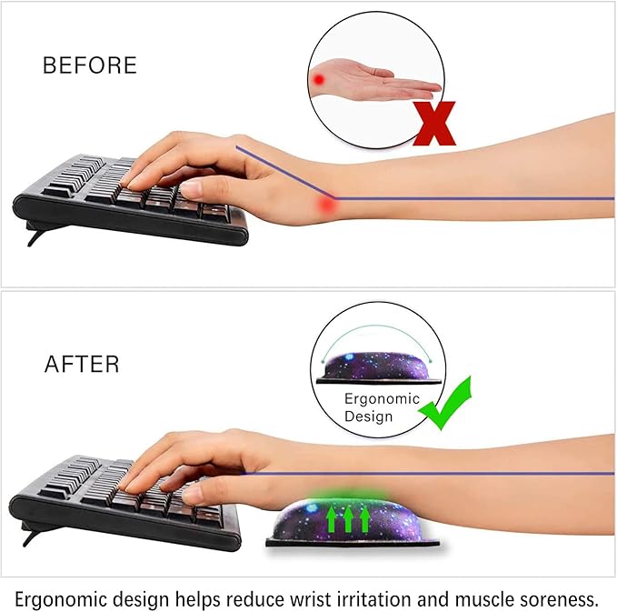 ArtSo Upgraded Wrist Rest Support for Mouse Pad & Keyboard, Ergonomic Gel Mousepad Non-Slip Rubber Base Home,Office Pain Relief & Easy Typing Cushion with Neoprene Cloth & Soft Memory Foam, Galaxy