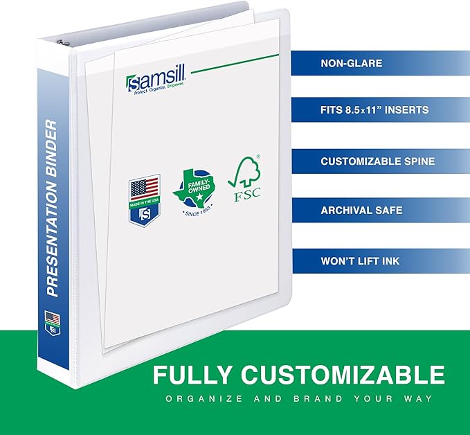 Samsill 1 Inch 3 Ring Binders, Made in USA, Economy Round Ring with Clear View Cover, 200 Sheet Capacity, White, Pallet of 864 Binders in 36 Cartons