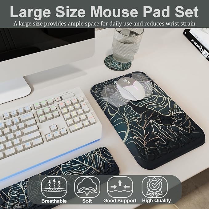 Ospelelf Keyboard Wrist Rest Ergonomic Mouse Pad with Wrist Rest Support Wrist Rest for Computer Keyboard, Green