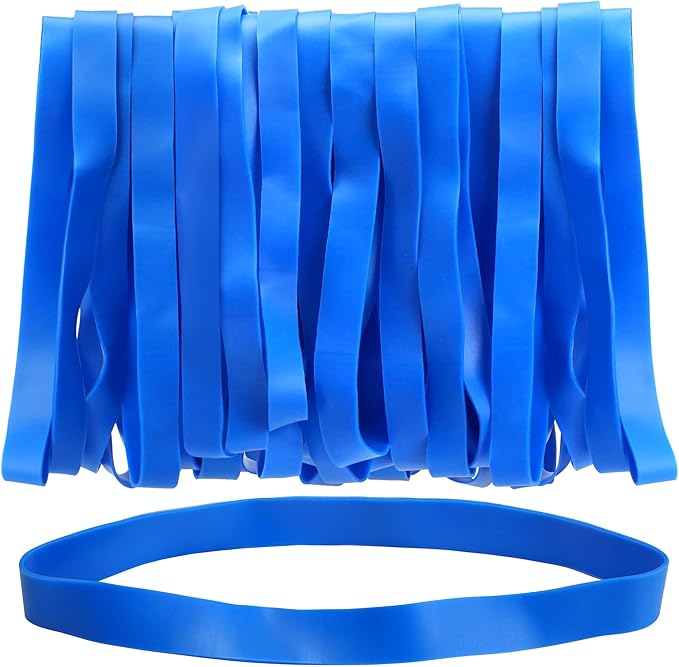 LotFancy Large Rubber Bands, 30Pcs Size #107 Big Wide Elastic Bands, Heavy Duty Blue Long Rubber Bands for Office Supplies
