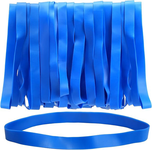 LotFancy Large Rubber Bands, 30Pcs Size #107 Big Wide Elastic Bands, Heavy Duty Blue Long Rubber Bands for Office Supplies