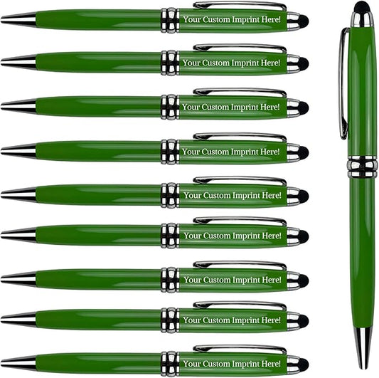 Ancolo Custom Executive Pens Stylus Tip School Writing Set Metal body - Engraved Personal Name pens - with Your Team Name or Slogan/Phone number/Address- 10 Pens/Box