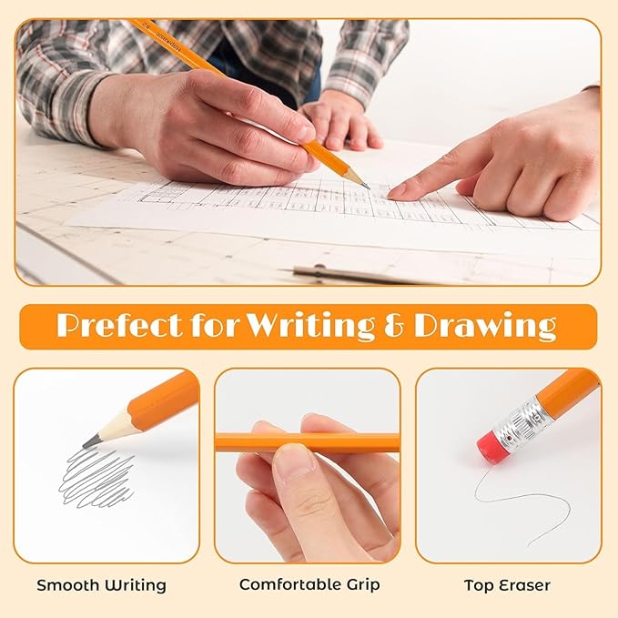 600 Pack Sharpened #2 HB Pencils with Erasers, Bulk Pack Graphite Pencils for School Classroom Teacher Supplies, Writing, Drawing and Sketching, Gifts for Kids Party Favors