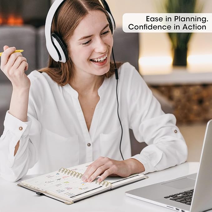 AHGXG 2026 Planner, Weekly and Monthly, 2026 Calendar, Jan 2026 - Dec 2026, Hardcover with Monthly Tabs, 100 GSM Thick Paper, for Women School Home Office Supplies, 6" X 8.38", Black