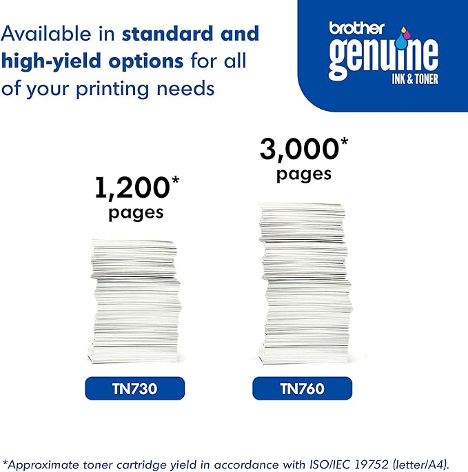 Brother Genuine TN760 High Yield Black Toner Cartridge, (for use with MFC-L2710DW MFC-L2750DW HL-L2350DW HL-L2370DW HL-L2395DW HL-L2390DW DCP-L2550DW Printers) (Pack of 3)