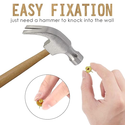 Push Pins Picture Hangers Double Headed Thumb Tacks Wall Hooks for Wall Hangings Picture Hangers Nails Small Photo Hanging Hook Pins for Home Office Photo Decor(Gold,25 Pieces)