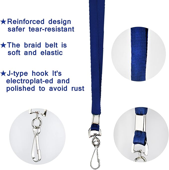 Navy Blue Lanyards Bulk 50 packs Lanyards for ID Badges,Lanyards with Swivel Hook Clips for Name Tag Lanyard ID Holder