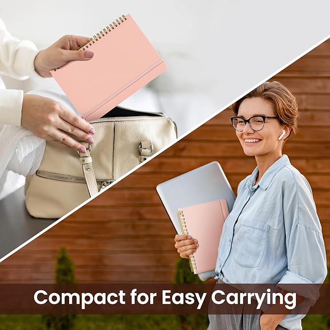 Taja Lined Spiral Journal Notebook for Work, 6 Pack, 140 Pages, College Ruled Hardcover Notebook Journal for Women, 6 Pcs, Journals for Writing, A5(6"x8") - Pink