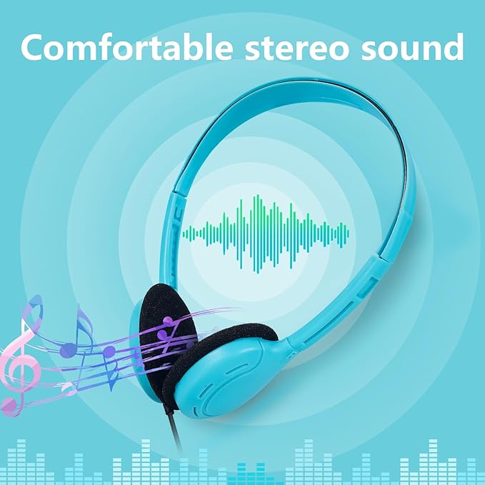 Kids Headphones Bulk Class Set 50 Pack for School Students Classroom Children Toddler Boys Girls Teen and Adult (Multi Color)