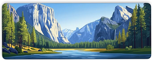 Yosemite Landscape Mouse Pad, National Park Keyboard Desk Mat with Stitched Edge for Gaming, Easy Clean Laptop Desk Writing Mat for Office/Work/Home/Decor(31.5 X 11.8 Inch, 3mm Thick)