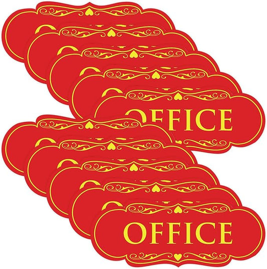 All Quality Designer Office Sign | Easy Installation - Red/Yellow - Large (10 Pack)