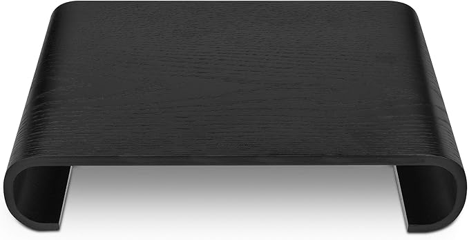 Navaris Wood Monitor Stand Riser - Computer Desk Organizer Desktop Dock Wooden Mount Display for PC TV Screen Notebook Laptop - Oak with Black Stain