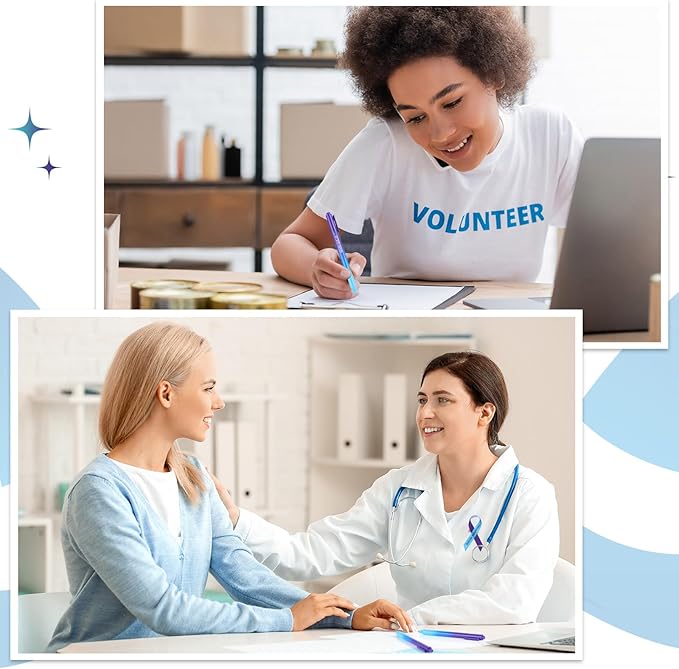 Jetec 100 Pcs Suicide Prevention Awareness Ribbon Pens Bulk Black Ink Retractable Fine Tip Ballpoint Pens with Gradient Color for Charity Volunteers Activity (Suicide Prevention)