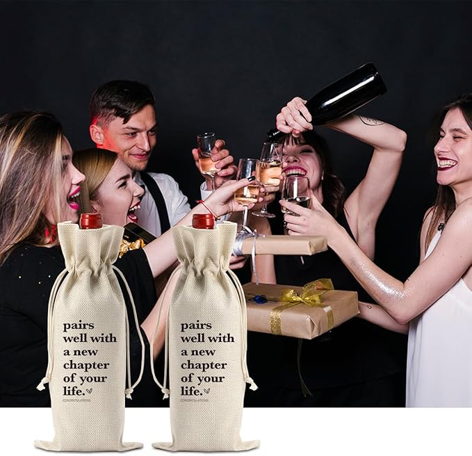 XFW Funny New Chapter Wine Bag Card Set Coworker Leaving Gifts for Women Men Farewell Gifts for Coworkers Goodbye gifts for Friends Retirement Going Away Card for Coworker