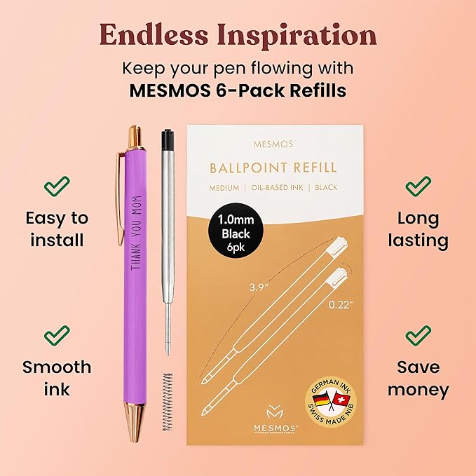 MESMOS 3Pk Fancy Pens for Mom, Mothers Day Gifts for Mom, Grandma Mothers Day Gift, Presents from Daughter or Son, Best Ever Smooth Writing Nice Pen Set