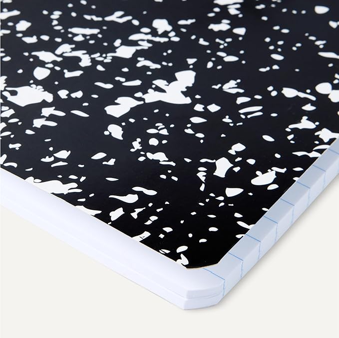 Amazon Basics Composition Notebook, Wide Ruled, 100 Sheets, 12 pack, Marble Black, 9.75" x 7.5"