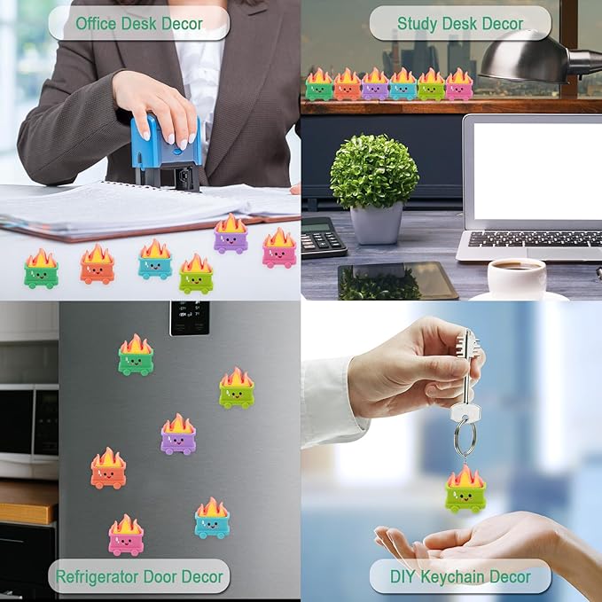 24 Set Resin Dumpster Trash Shape with Fire Gift Team Employee Appreciation Gift Emotional Desk Accessories for Staff Teacher Office Coworker Nurse Medical Volunteer Favor (Classic Color)