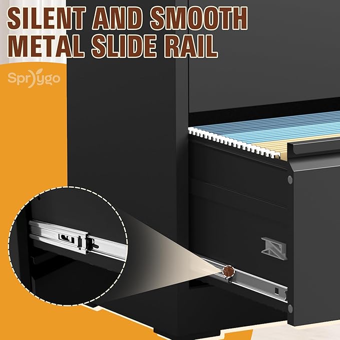 5-Drawer Lateral File Cabinet with Lock, Black Metal Filing Cabinet for Office or Home – Secure Storage for Letter/Legal/A4/F4 Documents, Easy to Assemble Locking File Organizer (Black, 5 Drawer-64"H)