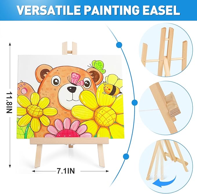 ESRICH 78Pack Acrylic Paint Set, Painting Kits for Adults, Paints Kit With3 Pack of 12 Colors Paint 3 Sets of Wooden Easels, Canvas, Brushes, Palette,Art Paint Supplies Kit for Adults Kids Beginner