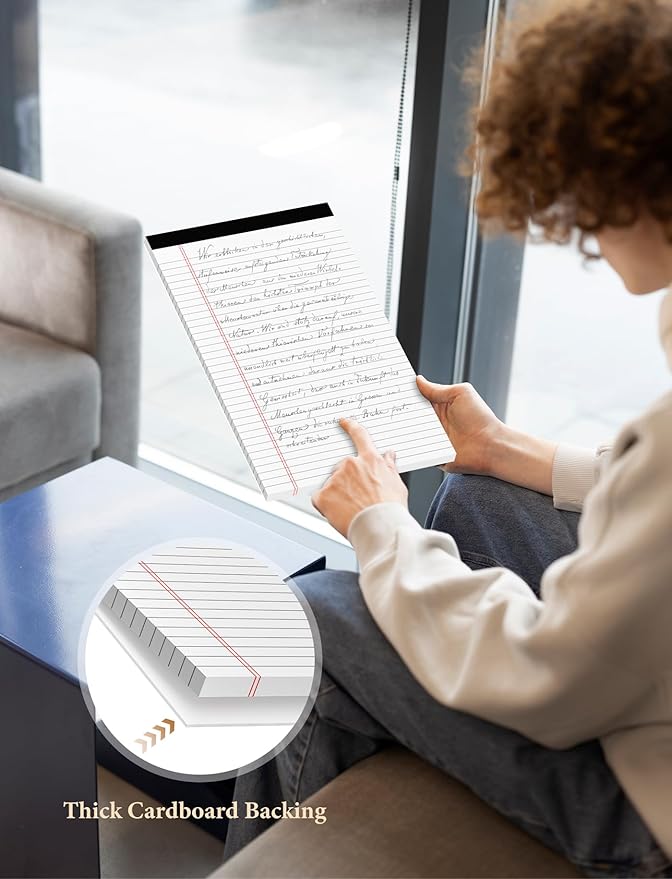 Legal Pads 8.5 x 14 Note Pads, 8 Pack White Paper Pads 8.5''x 14'', Wide Ruled Notebook Pad, Lined Pads of Paper Writing Pads, White Notepads 8.5 x 14, Double Sided, Cardboard Backing, 30 Sheets/Pad