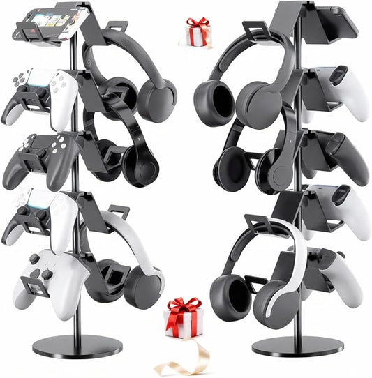Controller Stand,5 Tier Controller Headphone Holder for Universal Headsets and Controllers,Black