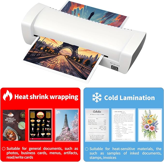9 Inch Laminator Machine for Documents and Photos, 6 in1 A4 Thermal Laminator Machine with Never Jam Technology, 15 Laminating Sheets, 5 Mil Thick, Use for Home Office School