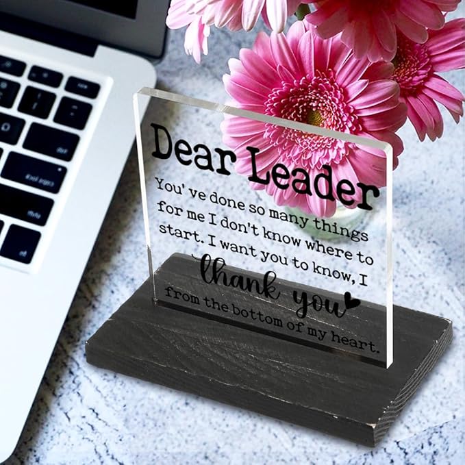 Thank You Appreciation Gifts for Leader Manager Boss, Leader gifts for Women, Leadership Gifts Promotion Gift for Women Leader Manager, Office Home Best Leader Gifts Decorative Signs-DX333.