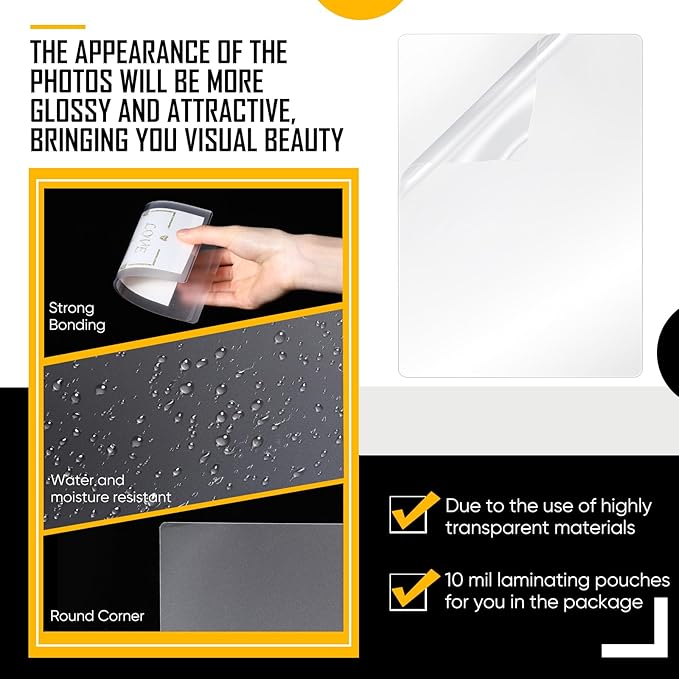 Sherr 200 Pack 10 Mil Laminating Pouches Thermal Laminating Sheets Letter Size Clear Plastic Paper Hot Glossy Sheets Office Supplies (4 x 6 Inch)
