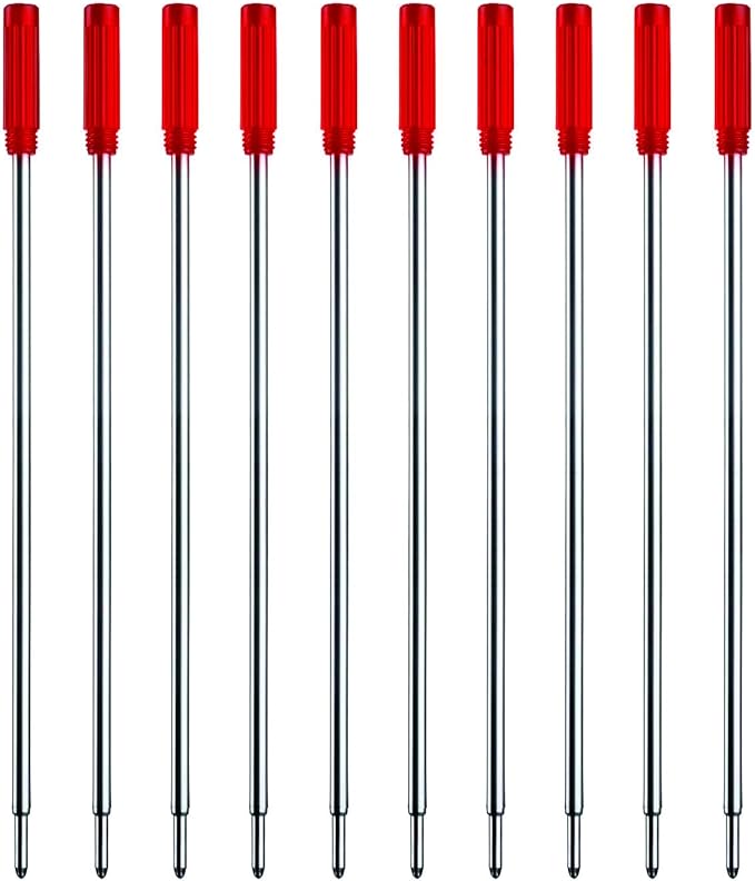 Red Ink Refills (10pcs), Replaceable Pens Refills, 1mm Medium Tip - Red