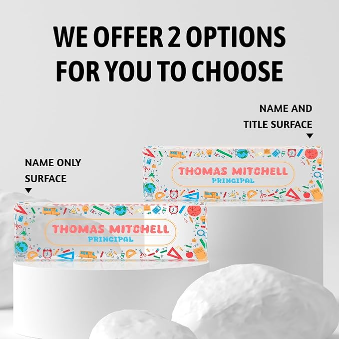 Personalized Name Plate for Desk, Custom Desk Name Plate, Acrylic Name Plate Office Desk Accessories, Personalized Office Gifts for Coworkers Teachers, Employee Appreciation Gifts (Teacher's Day)