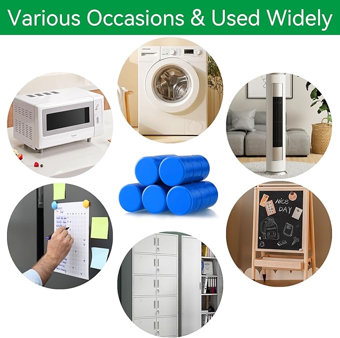 Fridge Magnets, 40 Pcs Heavy Duty Round Magnets for Whiteboard, Fridge, Locker, Office, Classroom - Blue