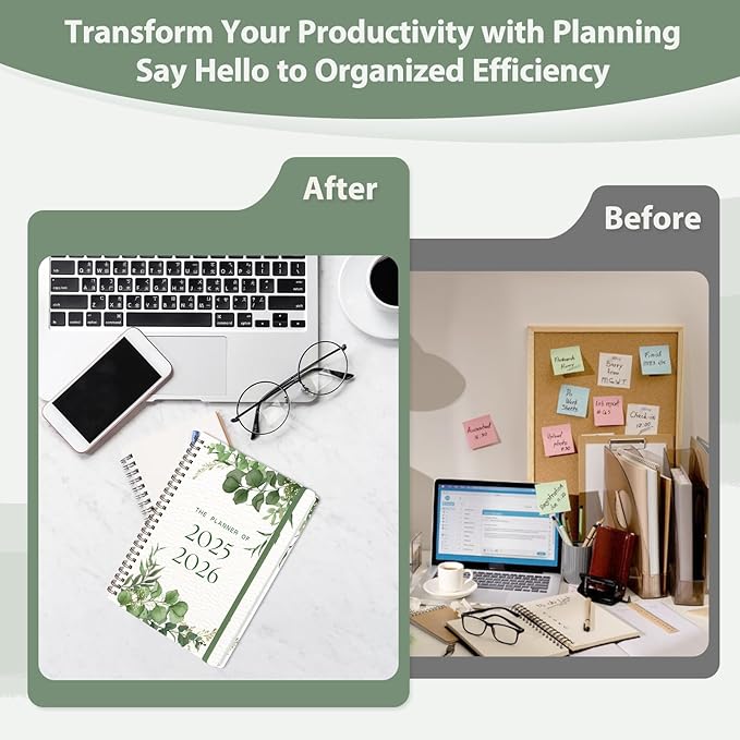 Planner 2025-2026 for Women & Men, Weekly and Monthly Calendar Notebook (July 2025 - June 2026), Hardcover Spiral Bound School Teacher Student Planner with Tabs, Inner Pocket, A5 (6.3" x 8.5")