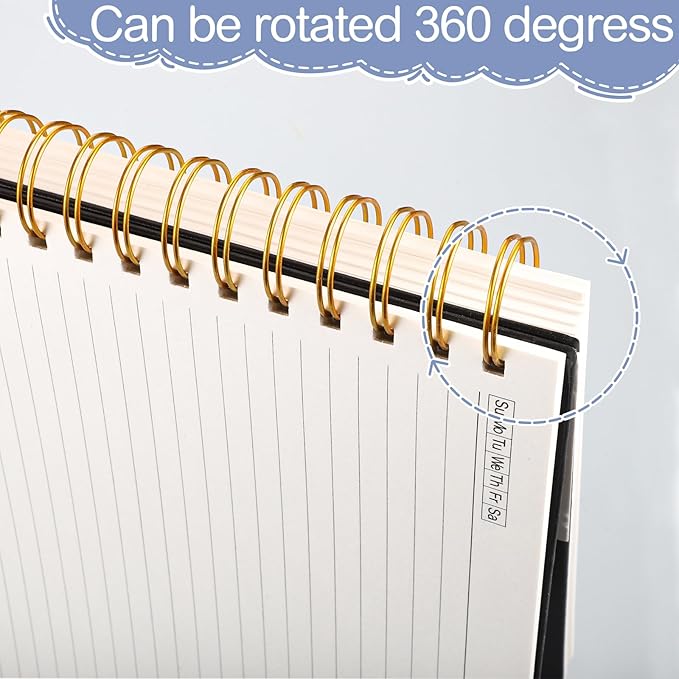 Spiral Notebook 8.3” x 11.6”, 300 Pages/150 Sheets College Ruled Notebook A4 Journaling Notebook with Index Sticker, Back Pocket, Elastic Band for Work Business School Note Taking, Black