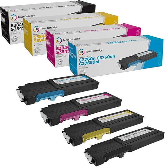 LD Products Compatible Toner Cartridge Replacements for Dell Color Laser C3760 C3765 Extra High Yield (331-8429 Black, 331-8432 Cyan, 331-8431 Magenta, 331-8430 Yellow, 4-Pack)