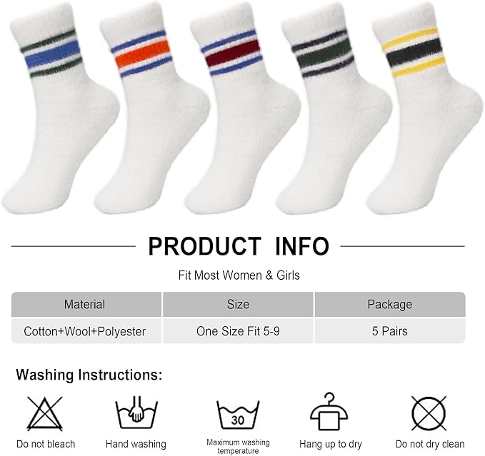 5 Pairs Fuzzy Soft Cozy Comfortable Socks for Women, Casual Sleep Comfy Socks, Perfect Warm Winter Gifts for Women