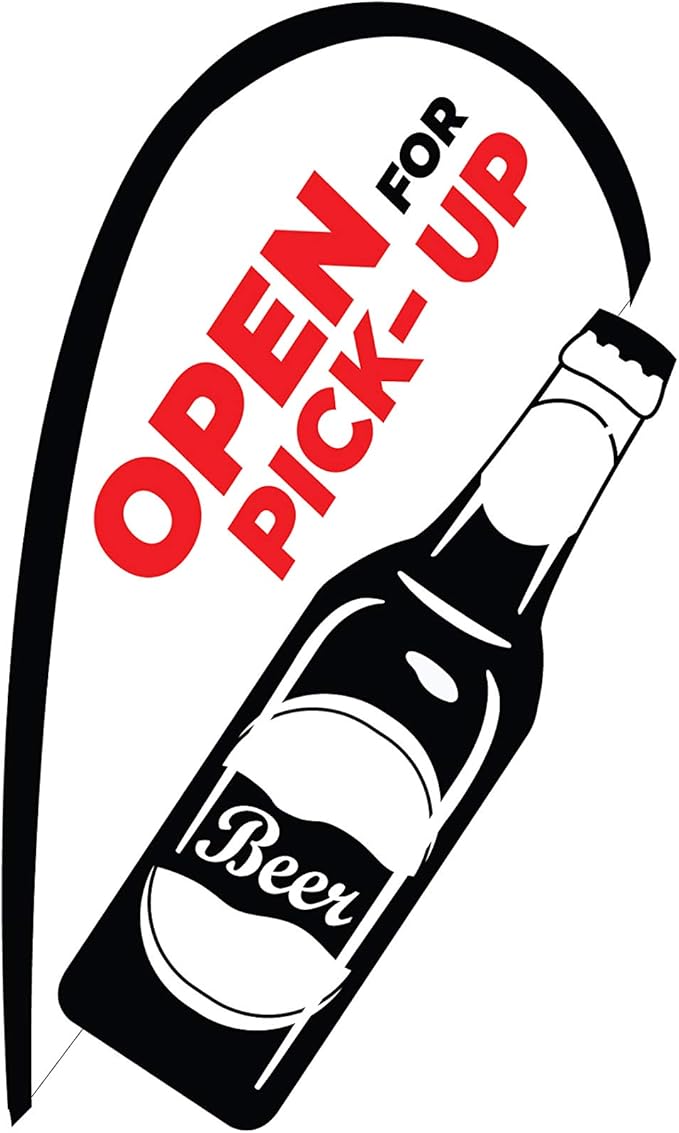 Indoor Outdoor Double Sided Window Flag for Business Sign Drive Thru, Delivery, Pick Up, Essential Business and We are Open Small 3D Flag Kit for Small Business (Beer)