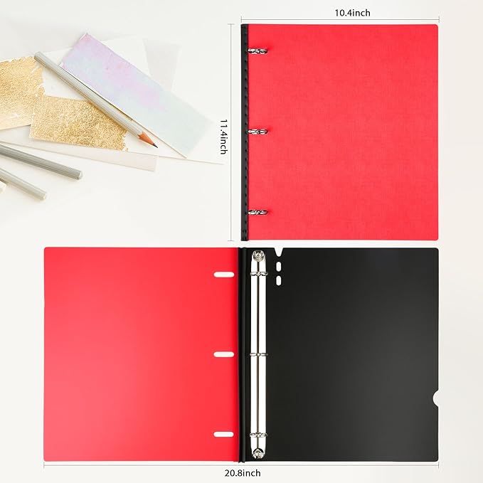 Telescoping 3 Ring Binder-12PCS, Flexible Binder with Elastic Rubble Spine+3 Round Rings, Flat Writing Binder, 4 Bright Colors