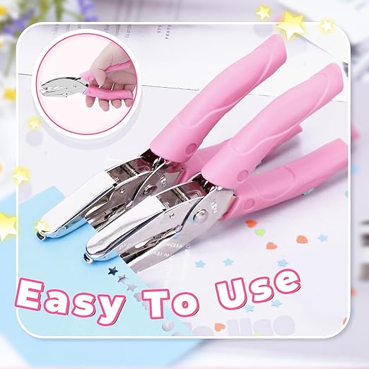 UCEC Heart+Star Hole Punchers, Hole Puncher Single, Handheld Paper Hole Punches, 1/4" Heart Star Hole Punch of School Supplies Metal Hole Punch Tool with Soft-Handled for Clothing Ticket DIY Craft