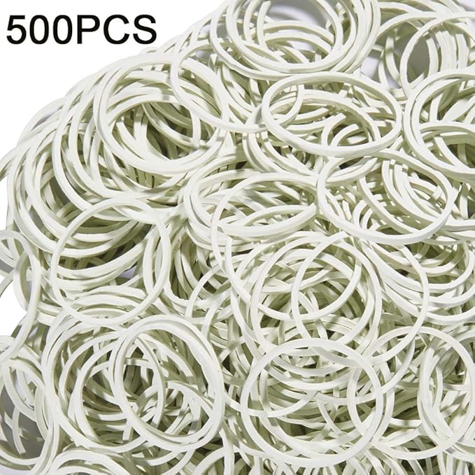 AMUU Rubber Bands 500pcs White about 1.2inch Small Rubber Bands 2.5-3cm rubber band for Office School Home Strong Elastic Band Loop Office Supplies