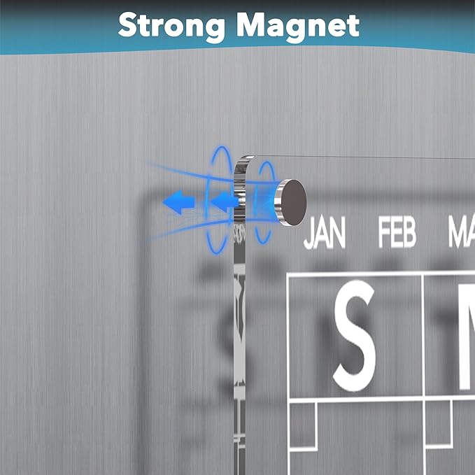 Acrylic Magnetic Meal Planner Menu Board for Kitchen Fridge w/ 8 Markers, Clear Refrigerator Weekly Dry Erase Calendar Planning Noteboard to Do/Grocery/Shopping List/Chore Chart/, 12"x9"