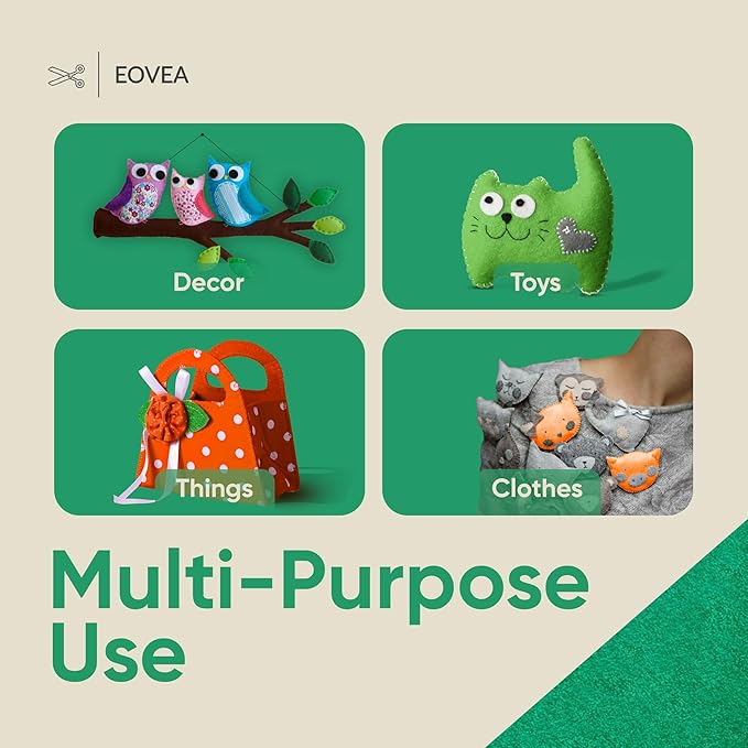 EOVEA | Acrylic Felt Fabric by The Yard - Non-Stiff, Soft Material - 72" Wide - 1.6mm Thick Felt Sheets for DIY Crafts, Sewing, Upholstery, Cushion, Padding(Kelly Green,20 Yard)