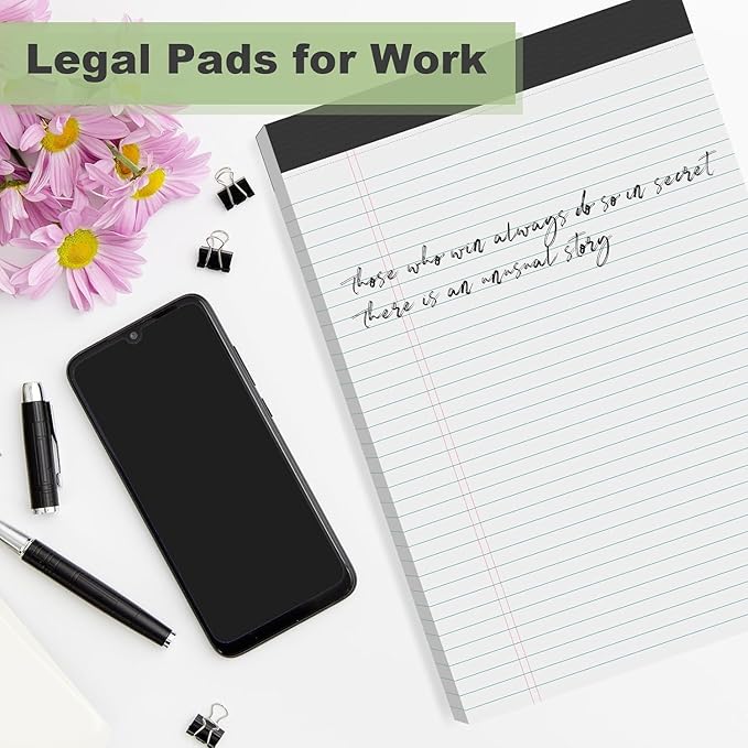 Legal Pads 8.5 x 11.75 Inch Notepad, 12 Pack White Legal Pads 8.5 x 11.75 College Ruled Notepads, Micro Perforated Desk Notepad with Study Backboard, White Notepads for School College Office Business