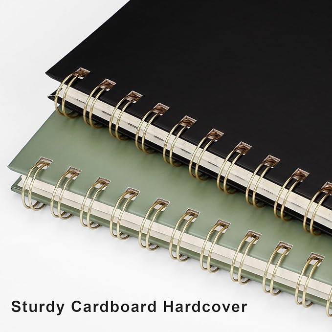 RETTACY Lined Journal Notebook, 140 Numbered Pages, A5 Medium Size (5.7'' x 8.3''), for Men & Women, Journaling, Writing, Work & Office, Spiral-bound, Hardcover, 100 GSM Thick Paper (Black)