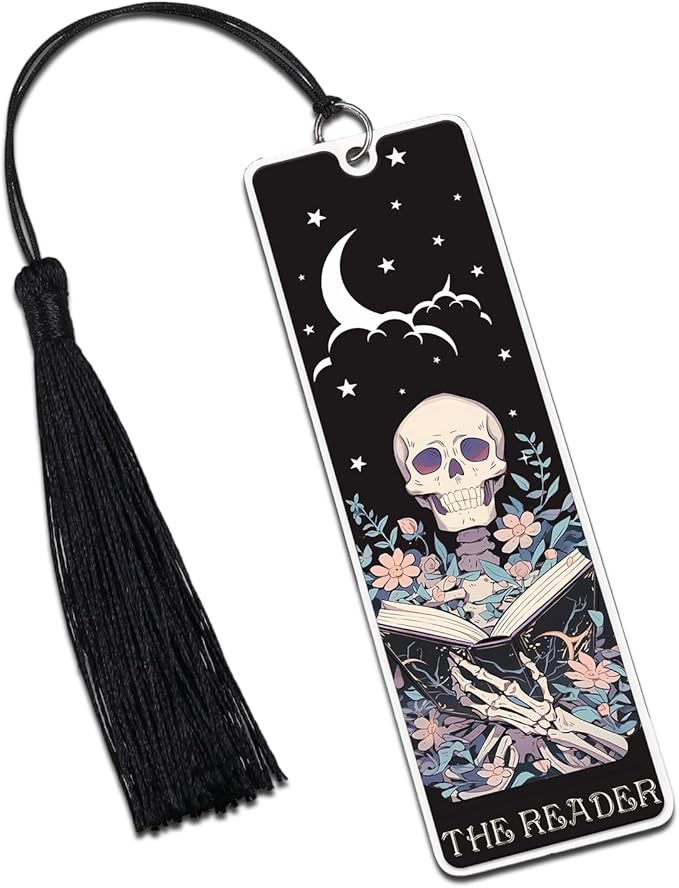Halloween Bookmarks - Horror Bookmark Gothic Bookmarks for Women Book Lovers Bookish Gifts for Reading Women, Boo Basket Stuffers for Woman Gothic Skeleton Bookmark Halloween Gift for Her Christmas