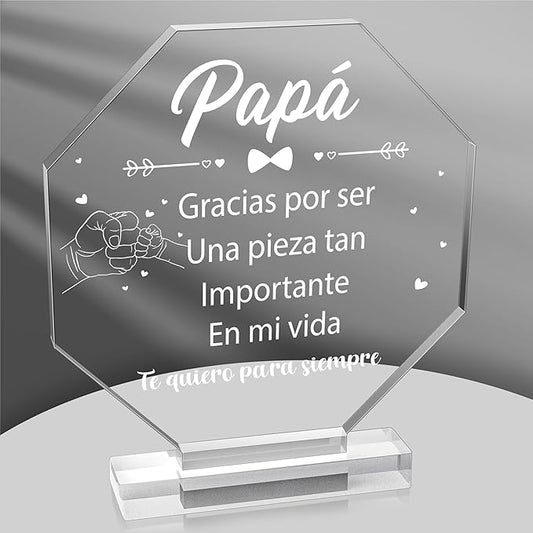 Yopyame Dad Gifts Acrylic Plaque - Regalos para Papá Acrylic Gift Keepsake Paperweight Gifts for Dad in Spanish Christmas Thanksgiving Father's Day Ideas Gifts for Dad Birthday from Son Daughter