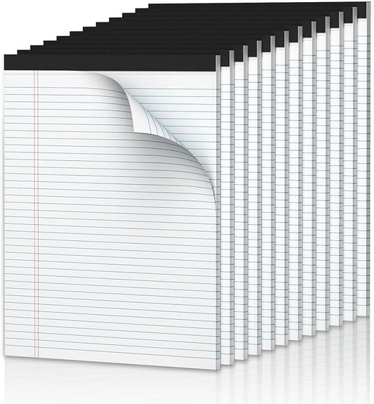 Legal Pads 8.5 x 11.75 Inch Notepad, 12 Pack White Legal Pads 8.5 x 11.75 College Ruled Notepads, Micro Perforated Desk Notepad with Study Backboard, White Notepads for School College Office Business