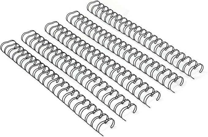 Rayson WR21143BK Wire Binding Spines, 2:1 Pitch Double Loop Binding Wires 9/16 Inch, 21-Loop Wire Ring Pack of 100 with Black