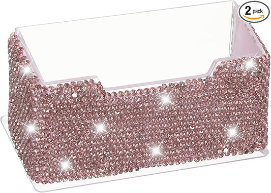 PATIKIL Rhinestone Business Card Holder, Crystal Business Card Holders Bling Business Card Organizer Display Stand for Desktop Desk Office Exhibition, Purple