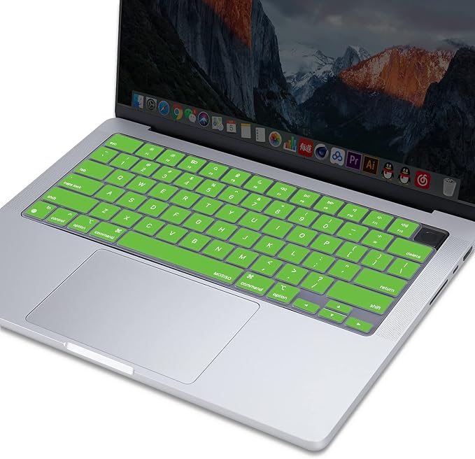 MOSISO Keyboard Cover Skin Compatible with MacBook Air 15 inch M3 A3114 M2 A2941/Air 13.6 A3113 A2681/Pro 14/16 M4 M3 M2 M1, Lime Green